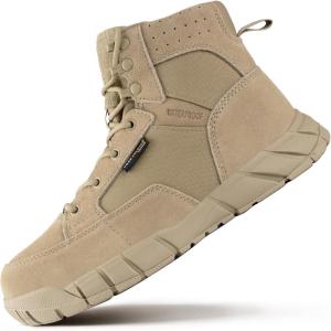 imageFREE SOLDIER Hiking Work Boots Mens Tactical Boots 6 Inches Waterproof Military Boots Outdoors Desert BootsTan