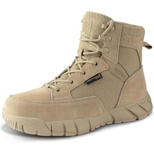 imageFREE SOLDIER Hiking Work Boots Womens Tactical Boots 6 Inches Lightweight Waterproof Military Boots Outdoors Desert BootsTan