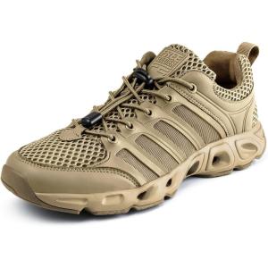 imageFREE SOLDIER Mens Hiking Shoes Summer Quick Dry Work Shoes for Water Trekking Tactical Boots Ventilated Ultra LightTan