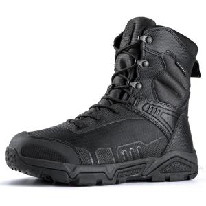 imageFREE SOLDIER Mens Military Tactical Boots Waterproof Hiking Work Boots Durable Combat BootsBlack