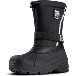 imageFREE SOLDIER Mens Snow Boots Insulated Waterproof Hiking Winter Shoes Nonslip Outdoor Ankle Cold Weather BootsVelvet Black