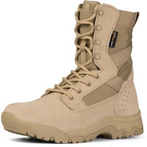 imageFREE SOLDIER Mens Tactical Boots 8 Inches Lightweight Combat Boots Durable Suede Leather Military Work Boot Desert BootBright Tan
