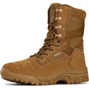 imageFREE SOLDIER Mens Tactical Boots 8 Inches Lightweight Combat Boots Durable Suede Leather Military Work Boot Desert BootDark Brown