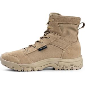 imageFREE SOLDIER Mens Tactical Hiking Boots Lightweight Comfortable Combat Work Boots 6 InchesTan