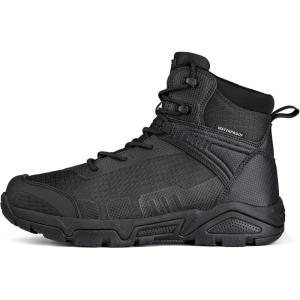 imageFREE SOLDIER Mens Waterproof Hiking Boots Mens Lightweight Outdoor Mid Trekking Climbing Boots for MenBlack