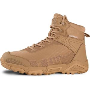 imageFREE SOLDIER Mens Waterproof Hiking Boots Mens Lightweight Outdoor Mid Trekking Climbing Boots for MenBrown