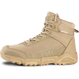 imageFREE SOLDIER Mens Waterproof Hiking Boots Mens Lightweight Outdoor Mid Trekking Climbing Boots for MenTan
