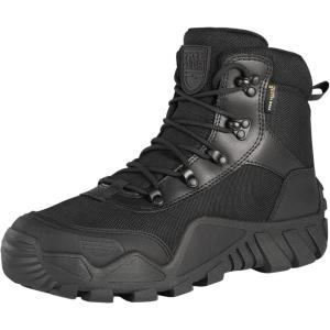 imageFREE SOLDIER Mens Waterproof Hiking Boots Tactical Work Boots Outdoor Lightweight Military BootsMid Black