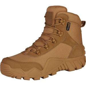 imageFREE SOLDIER Mens Waterproof Hiking Boots Tactical Work Boots Outdoor Lightweight Military BootsMid Brown