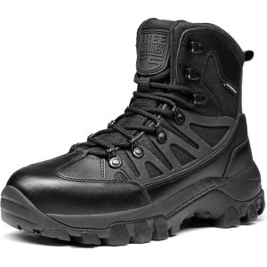 imageFREE SOLDIER Mens Waterproof Tactical Hiking Boots Military Work Boots Combat BootsWaterproof Black
