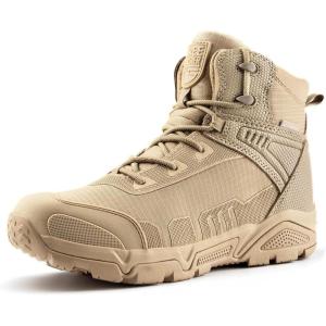 imageFREE SOLDIER Mens Waterproof Tactical Work Boots Lightweight Comfortable Combat Hiking BootsWaterproof Sand