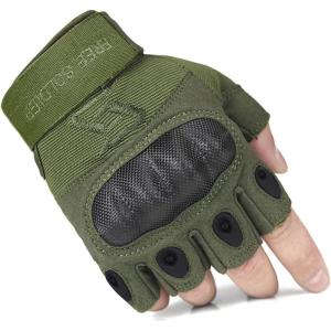 imageFREE SOLDIER Outdoor Gloves for Men Fingerless Motorcycle Gloves for Cycling Hiking Camping Climbing Airsoft Gloves for PaintballHalf Finger Green