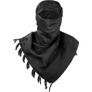 imageFREE SOLDIER Scarf Military Shemagh Tactical Desert Keffiyeh Head Neck Scarf Arab Wrap with Tassel for Men WomenBlack