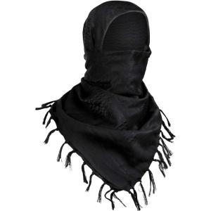 imageFREE SOLDIER Scarf Military Shemagh Tactical Desert Keffiyeh Head Neck Scarf Arab Wrap with Tassel for Men WomenCamo Black