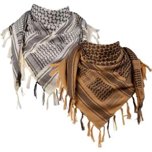 imageFREE SOLDIER Scarf Military Shemagh Tactical Desert Keffiyeh Head Neck Scarf Arab Wrap with Tassel for Men WomenCoyote Brown  Tan