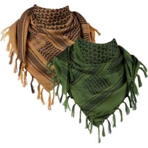 imageFREE SOLDIER Scarf Military Shemagh Tactical Desert Keffiyeh Head Neck Scarf Arab Wrap with Tassel for Men WomenCoyote Brown and Army Green