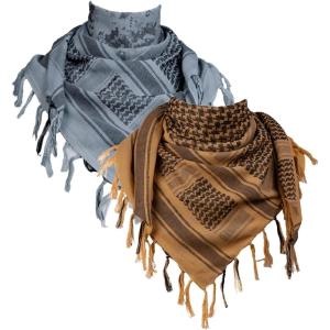 imageFREE SOLDIER Scarf Military Shemagh Tactical Desert Keffiyeh Head Neck Scarf Arab Wrap with Tassel for Men WomenCoyote Brown and Camo Blue