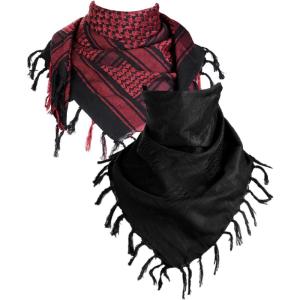 imageFREE SOLDIER Scarf Military Shemagh Tactical Desert Keffiyeh Head Neck Scarf Arab Wrap with Tassel for Men WomenDark Red and Camo Black