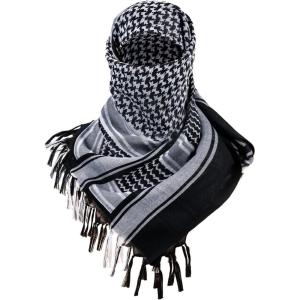 imageFREE SOLDIER Scarf Military Shemagh Tactical Desert Keffiyeh Head Neck Scarf Arab Wrap with Tassel for Men WomenDark White