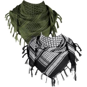 imageFREE SOLDIER Scarf Military Shemagh Tactical Desert Keffiyeh Head Neck Scarf Arab Wrap with Tassel for Men WomenDark White and Army Green