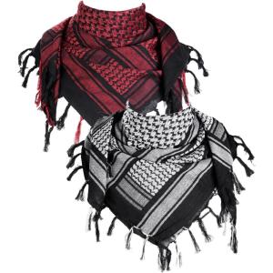 imageFREE SOLDIER Scarf Military Shemagh Tactical Desert Keffiyeh Head Neck Scarf Arab Wrap with Tassel for Men WomenDark White and Dark Red