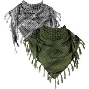 imageFREE SOLDIER Scarf Military Shemagh Tactical Desert Keffiyeh Head Neck Scarf Arab Wrap with Tassel for Men WomenGray and Army Green