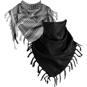 imageFREE SOLDIER Scarf Military Shemagh Tactical Desert Keffiyeh Head Neck Scarf Arab Wrap with Tassel for Men WomenGray and Camo Black