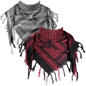 imageFREE SOLDIER Scarf Military Shemagh Tactical Desert Keffiyeh Head Neck Scarf Arab Wrap with Tassel for Men WomenGray and Dark Red