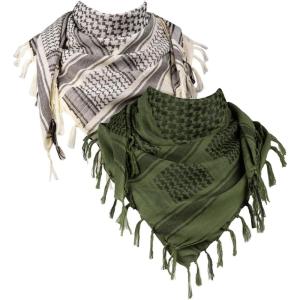 imageFREE SOLDIER Scarf Military Shemagh Tactical Desert Keffiyeh Head Neck Scarf Arab Wrap with Tassel for Men WomenTan and Army Green