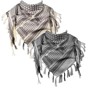 imageFREE SOLDIER Scarf Military Shemagh Tactical Desert Keffiyeh Head Neck Scarf Arab Wrap with Tassel for Men WomenTan and Gray