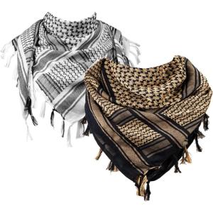 imageFREE SOLDIER Scarf Military Shemagh Tactical Desert Keffiyeh Head Neck Scarf Arab Wrap with Tassel for Men WomenWhite and Black Brown