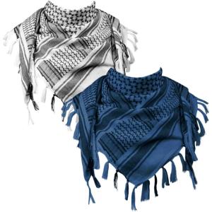 imageFREE SOLDIER Scarf Military Shemagh Tactical Desert Keffiyeh Head Neck Scarf Arab Wrap with Tassel for Men WomenWhite and Blue