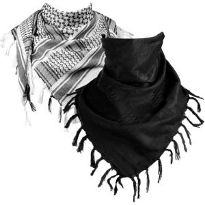 imageFREE SOLDIER Scarf Military Shemagh Tactical Desert Keffiyeh Head Neck Scarf Arab Wrap with Tassel for Men WomenWhite and Camo Black