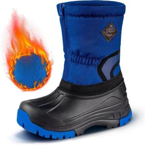 imageFREE SOLDIER Snow Boots for Kids Waterproof with Zipper Winter Warm Non Slip Cold Weather Outdoor Boys Girls Snow BootsBlue