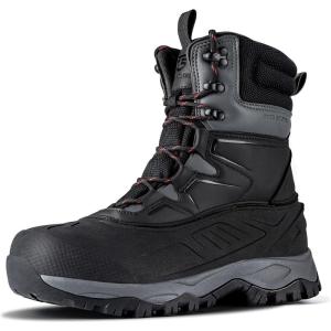 imageFREE SOLDIER Snow Boots for Men Winter Waterproof Nonslip Flock Outdoor Hiking Work BootsBlackgray