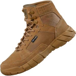imageFREE SOLDIER Waterproof Hiking Boots Mens Tactical Work Boots Breathable Desert Boots 6 Inches Lightweight Military BootsBrownnot WaterproofThin Fabric