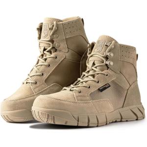 imageFREE SOLDIER Waterproof Hiking Work Boots Mens Tactical Boots 6 Inches Lightweight Military Boots Breathable Desert BootsTan