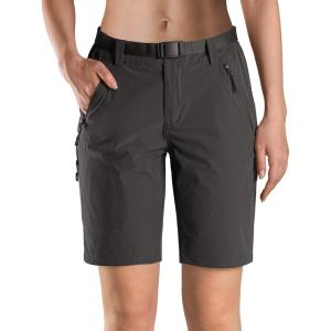 imageFREE SOLDIER Womens Hiking Cargo Shorts UPF 50 Outdoor Quick Dry Nylon Shorts with Belt Dark Gray 8W11L