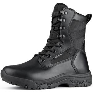 imageFREE SOLDIER Womens Tactical Boots 8 Inches Lightweight Combat Boot Durable Military Work Outdoors Boots Desert Boot for WomenBlack