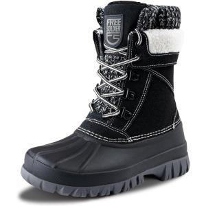 imageFREE SOLDIER Womens Waterproof Winter Cold Weather Snow Boots for Women Outdoor Fashion Duck Boots Comfortable InsulatedBlack White