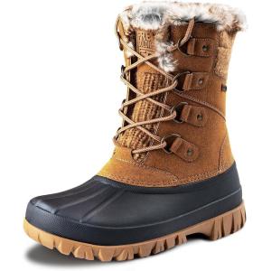 imageFREE SOLDIER Womens Waterproof Winter Cold Weather Snow Boots for Women Outdoor Fashion Duck Boots Comfortable InsulatedBrown