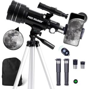 imageTelescope for Adults Astronomy 70mm Aperture 400mm Focal Length Portable Astronomical Telescope for Beginners Age Over 8 Years Old with Wireless Remote Carry Bag Tripod BlackBlack