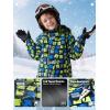 imageFREE SOLDIER Boys Girls Waterproof Ski Jacket Fleece Lined Warm Winter Snow Coat Kids Winter Jacket with Detachable HoodNavy Print