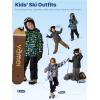 imageFREE SOLDIER Boys Girls Waterproof Ski Jacket Fleece Lined Warm Winter Snow Coat Kids Winter Jacket with Detachable HoodNavy Print