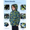 imageFREE SOLDIER Boys Girls Waterproof Ski Jacket Fleece Lined Warm Winter Snow Coat Kids Winter Jacket with Detachable HoodNavy Print