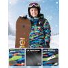 imageFREE SOLDIER Boys Girls Waterproof Ski Jacket Fleece Lined Warm Winter Snow Coat Kids Winter Jacket with Detachable HoodSummit Stripe