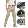 imageFREE SOLDIER Mens Outdoor Convertible Hiking Pants with Belt Lightweight Quick Dry Tactical Cargo Pants Nylon SpandexKhaki