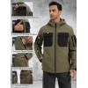 imageFREE SOLDIER Mens Waterproof Softshell Jacket Thick Fleece Lined Outdoor Jacket Tactical Military Hoodie WindbreakerBlack Green