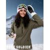imageFREE SOLDIER Womens Waterproof Ski Snow Jacket Fleece Lined Warm Winter Rain Jacket with Hood Fully Taped SeamsArmy Green