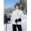 imageFREE SOLDIER Womens Waterproof Ski Snow Jacket Fleece Lined Warm Winter Rain Jacket with Hood Fully Taped SeamsGeometric Plaid